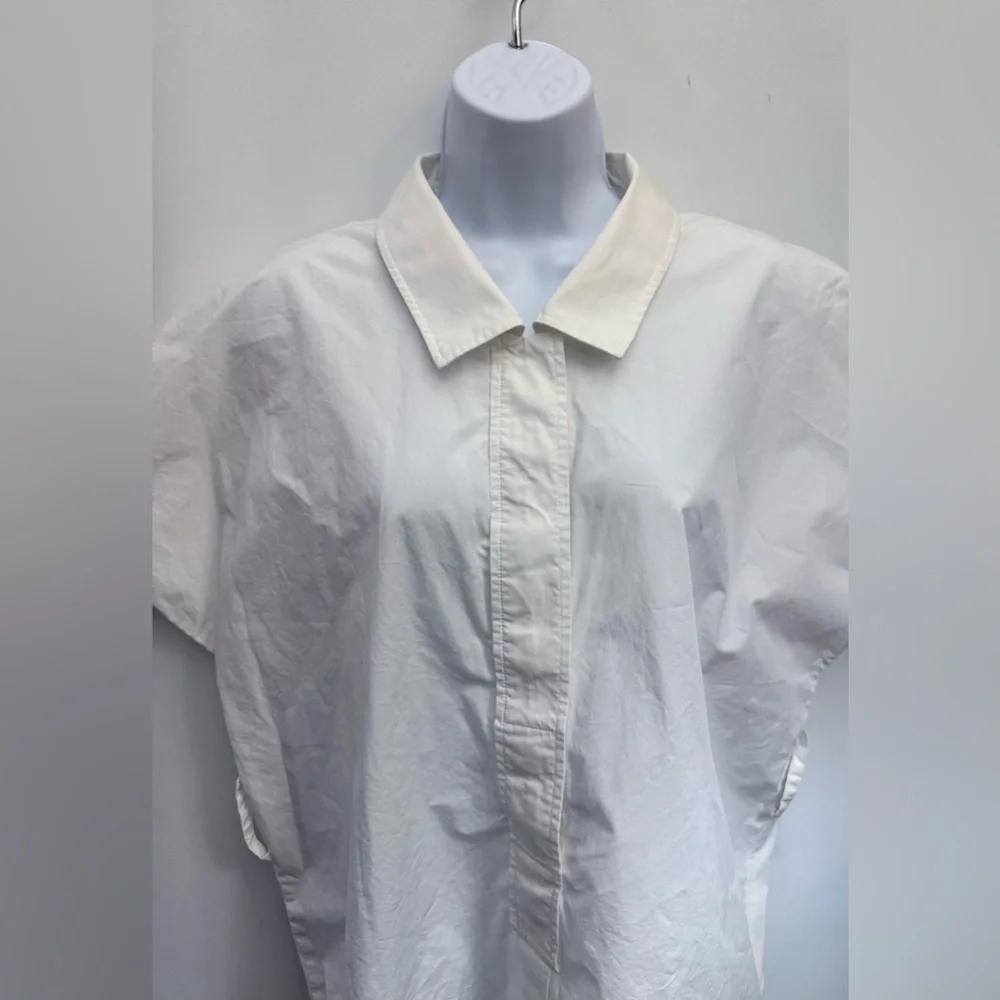 COS A-Line Mini Shirt Dress Women M White Minimalist 1/4 Button Up Cotton Summer - Picture 11 of 14